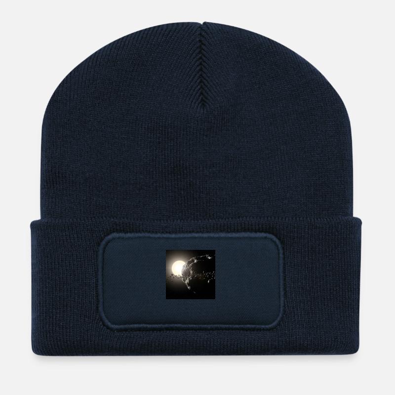 Moon and starry sky - Recycled Patch Beanie - french navy