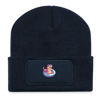 Dinosaure T-Rex Bande dessinée Cool - Beanie recyclé à patch - bleu marine - Devant