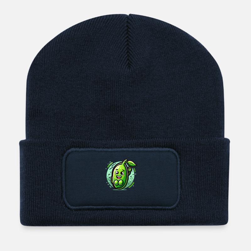 Erbsenpower mit einem Lächeln - Recycelte Patch Beanie - French Navy