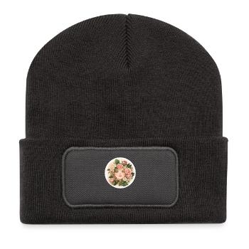 Fille De Fleur, Cercle, Rose - Beanie recyclé à patch - charbon - Devant