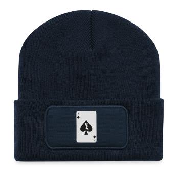 Card Ace of Spade with sexy girl - Recycled Patch Beanie - french navy - Front