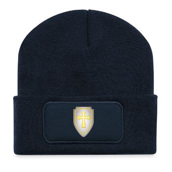épée épée de chevalier chevalier armor48 - Beanie recyclé à patch - bleu marine - Devant