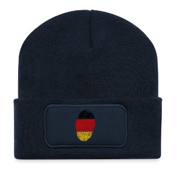 Empreintes digitales Noir Rouge Or - Beanie recyclé à patch - bleu marine - Devant