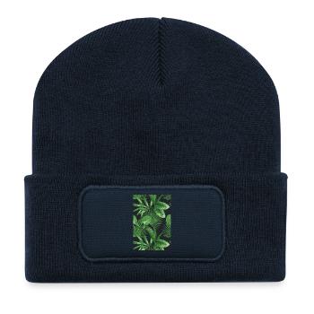 Géométrie tropicale - Beanie recyclé à patch - bleu marine - Devant