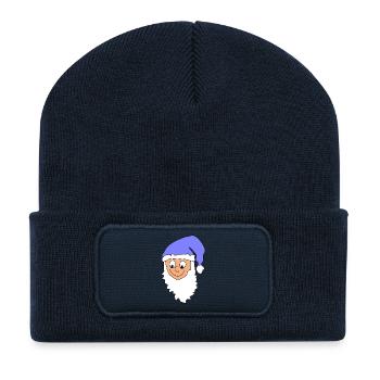 Fröhlicher Weihnachtsmann mit blauer Mütze - Recycelte Patch Beanie - French Navy - Vorne