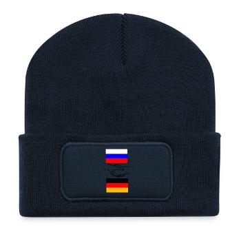 Russland & Deutschland - Recycelte Patch Beanie - French Navy - Vorne