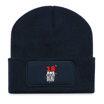 18 ans et plus beau que jamais - Beanie recyclé à patch - bleu marine - Devant