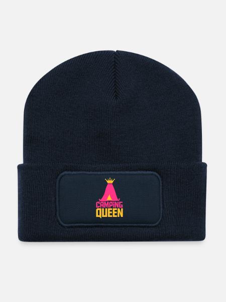 Camping Queen Königin Zelt Logo - Recycelte Patch Beanie - French Navy