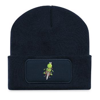 Biker Frosch - Recycelte Patch Beanie - French Navy - Vorne
