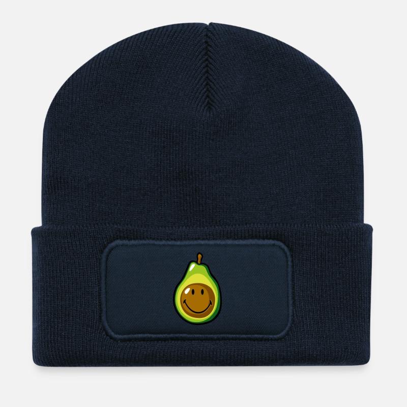 Smiley Avocado Pear - Recycelte Patch Beanie - French Navy