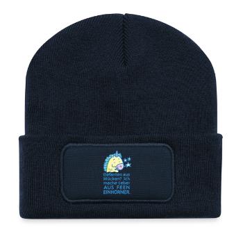 Ich mache aus Feen Einhörner - Recycelte Patch Beanie - French Navy - Vorne