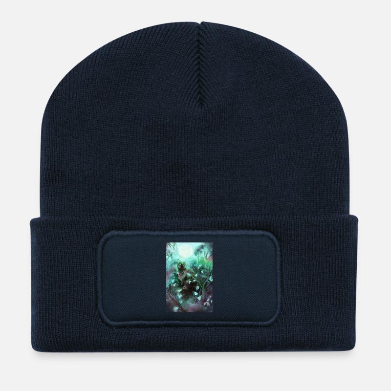 Forest cat in the magic forest - Recycled Patch Beanie - french navy