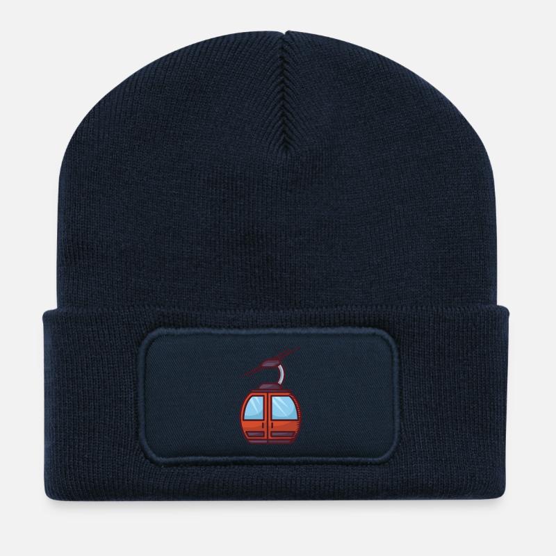 Faszinierende Seilbahn-Illustration - Recycelte Patch Beanie - French Navy