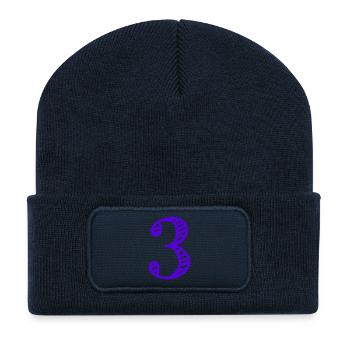 3 JAHRE. 3. JUBILÄUM. GEBURTSTAG 3 JAHRE. DREI - Recycelte Patch Beanie - French Navy - Vorne