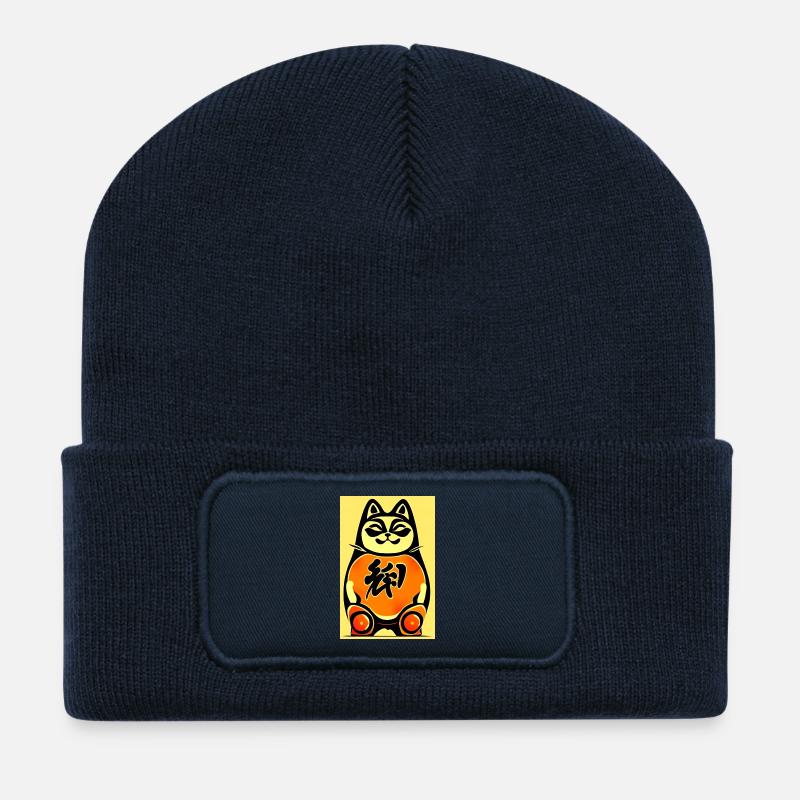 Maneki neko 4 - Recycelte Patch Beanie - French Navy