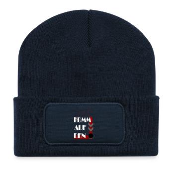 Maintenant, allez au point - à la fin - point - Beanie recyclé à patch - bleu marine - Devant