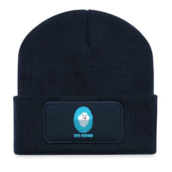 Ice Crime - message écologie humoristique - Beanie recyclé à patch - bleu marine - Devant