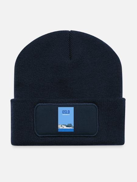 Oslo Norvège - Beanie recyclé à patch - bleu marine