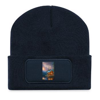 Charmante Hütte am See - Recycelte Patch Beanie - French Navy - Vorne