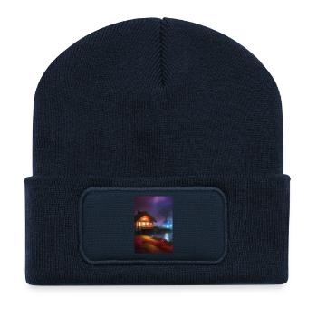 Charmante Hütte am See - Recycelte Patch Beanie - French Navy - Vorne