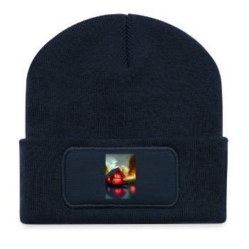 Charmante Hütte am See - Recycelte Patch Beanie - French Navy - Vorne
