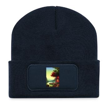 Charmante Hütte am See - Recycelte Patch Beanie - French Navy - Vorne
