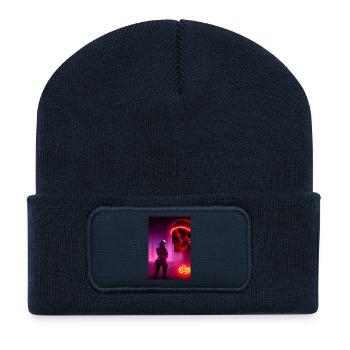 Abstract Skull - Recycled Patch Beanie - french navy - Front