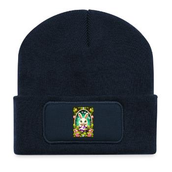 Lapin de Pâques - Beanie recyclé à patch - bleu marine - Devant