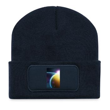 Espace, Planètes - Beanie recyclé à patch - bleu marine - Devant