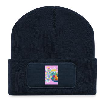Formes et motifs - Beanie recyclé à patch - bleu marine - Devant