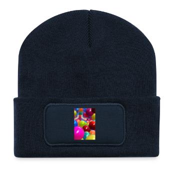 Boules colorées - Beanie recyclé à patch - bleu marine - Devant