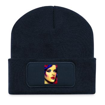 Schöne Frau - Recycelte Patch Beanie - French Navy - Vorne