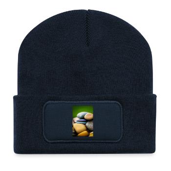 Bunte Steine - Recycelte Patch Beanie - French Navy - Vorne