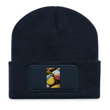 Bunte Steine - Recycelte Patch Beanie - French Navy - Vorne