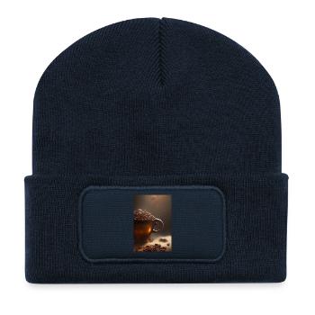 Coffee, coffee beans - Recycled Patch Beanie - french navy - Front