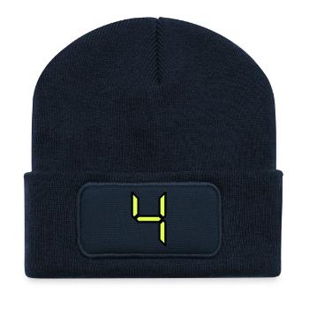 4 ANS,4e ANNIVERSAIRE,ANNIVERSAIRE 4 ANS - Beanie recyclé à patch - bleu marine - Devant