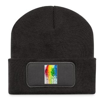 Éclaboussures de peinture - Beanie recyclé à patch - charbon - Devant