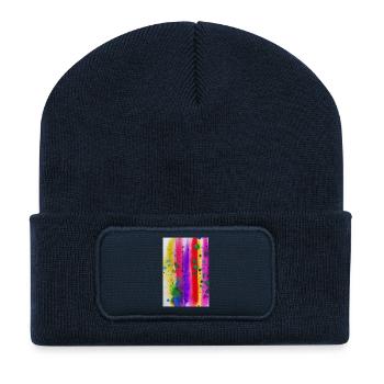 Splashes of paint and lines - Recycled Patch Beanie - french navy - Front