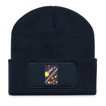 Espace et planètes - Beanie recyclé à patch - bleu marine - Devant