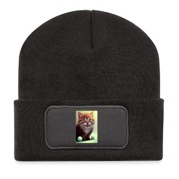 Little Cute Baby Cat - Recycled Patch Beanie - dark grey - Front