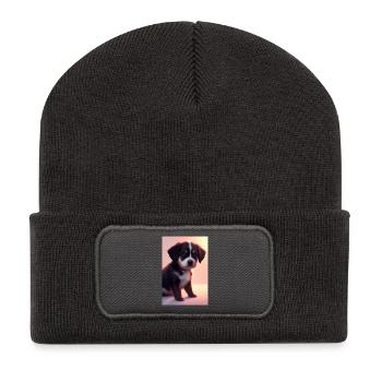 Baby Hund - Recycelte Patch Beanie - Dunkelgrau - Vorne