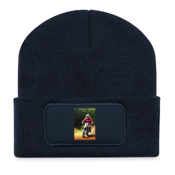 Équitation en motocross - Beanie recyclé à patch - bleu marine - Devant