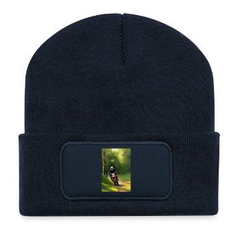 Équitation en motocross - Beanie recyclé à patch - bleu marine - Devant