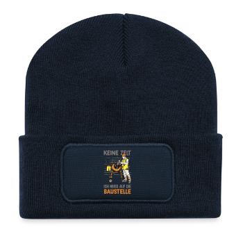 Keine Zeit ich muss auf die Baustelle - Recycelte Patch Beanie - French Navy - Vorne