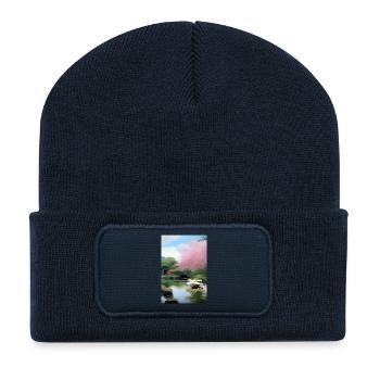 Jardin zen chinois - Beanie recyclé à patch - bleu marine - Devant