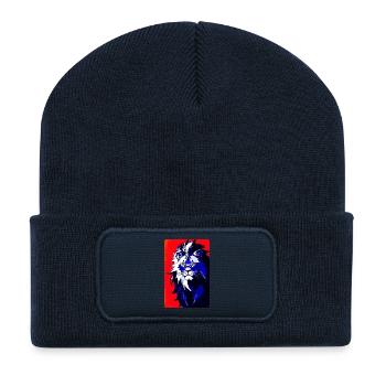 Blauer Löwe (Design 2) - Recycelte Patch Beanie - French Navy - Vorne