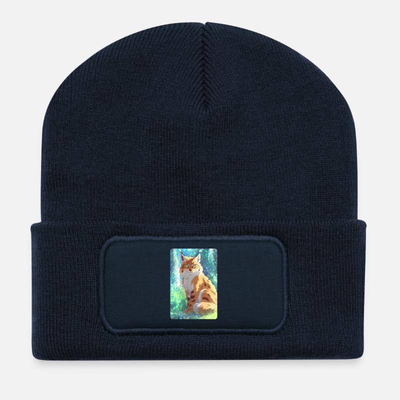 Luchs im Wald - Recycelte Patch Beanie - French Navy