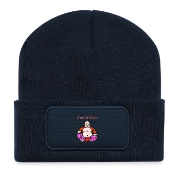 Illustration humoristique de yoga zen - Beanie recyclé à patch - bleu marine - Devant