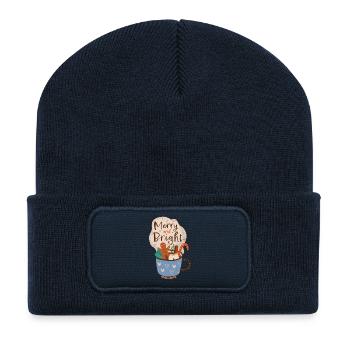Frohe und strahlende Weihnachtstasse - Recycelte Patch Beanie - French Navy - Vorne