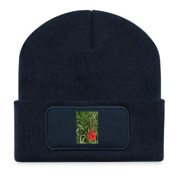 Gladiole – Stärke in Blüte - Recycelte Patch Beanie - French Navy - Vorne